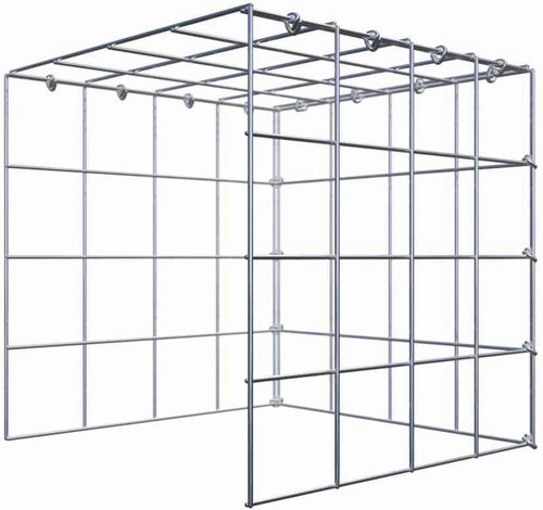 Thumbnail - Gabiona Gabione, silbergrau, Maschenweite 10 cm x 10 cm, C-Ring - silberfarben