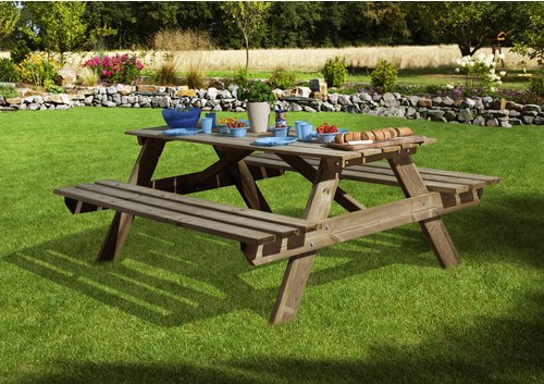 Thumbnail - WEKA Picknicktisch, BxH: 142 x 72 cm, Holz - braun