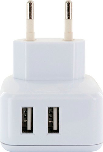 SCHWAIGER Ladeadapter, 230V,2xUSB,2.4A weiss