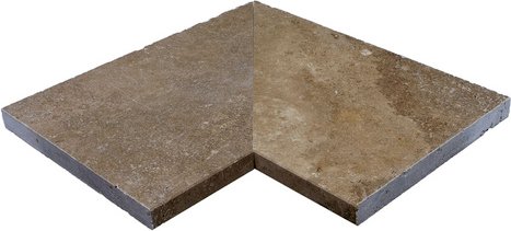 WOHNRAUSCH Beckenrandsteine »Keona Brown«, LxBxH: 61 x 61 x 3 cm, Travertin, braun/beige, Eckstück 2-teilig, gefast