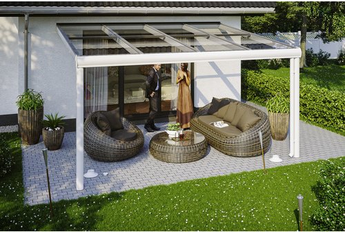SKANHOLZ Terrassenüberdachung »Modena«, Breite: 434 cm, Dach: Verbund-Sicherheits-Glas (VSG), weiß - weiss