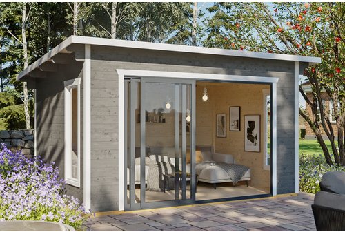 SKANHOLZ Gartenhaus »Tournai 2«, 420 x 300 cm (BxT), nordische Fichte, schiefergrau