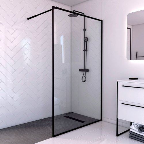 Marwell Walk-In Dusche, HxT: 200 x 120 cm - schwarz