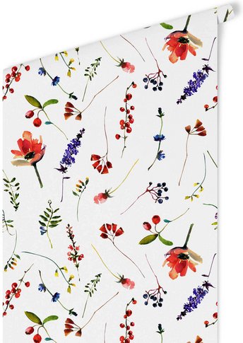 K&L Wall Art Vliestapete »Vintage Vliestapete«, Hagebutte Johannisbeeren, mehrfarbig, matt - bunt