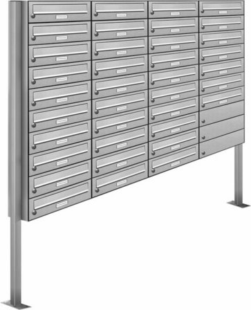 AL BRIEFKASTENSYSTEME Briefkasten, Parteien: 37, Freistehend, BxHxT: 153,136 x 170,0 x 27,5 cm - silberfarben