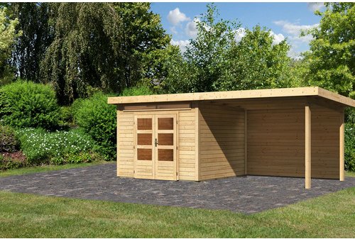 KARIBU Gartenhaus »Kandern«, Holz, BxHxT: 565 x 222 x 274 cm (Außenmaße inkl. Dachüberstand) - beige