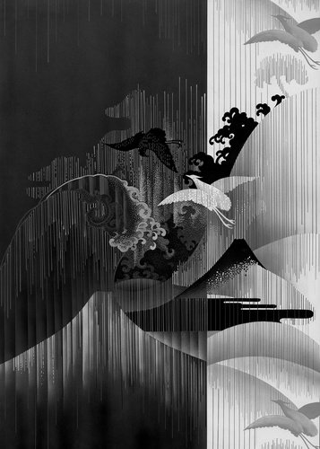 Thumbnail - KOMAR Vliestapete, Vögel, bunt - schwarz