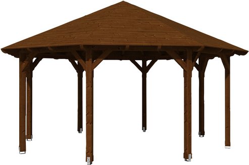 SKANHOLZ Pavillon »Lyon 3«, Zeltdach, achteckig, BxHxT: 557 x 347 x 557 cm - braun