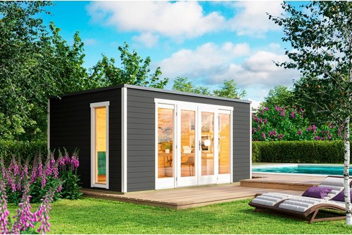 LASITA MAJA Gartenhaus »Palermo«, Holz, BxHxT: 450 x 223,3 x 302 cm (Außenmaße inkl. Dachüberstand) - grau