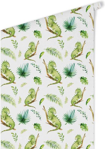 K&L Wall Art Vliestapete »Kinder Vliestapete«, Leguan Dino Dinosaurier, mehrfarbig, matt - bunt