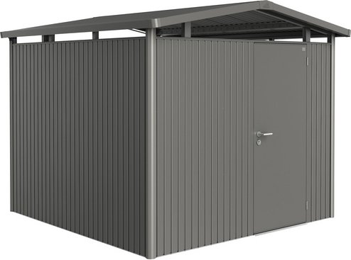BIOHORT Gerätehaus »Panorama«, Metall, BxHxT: 273 x 227 x 278 cm (Außenmaße inkl. Dachüberstand) - grau