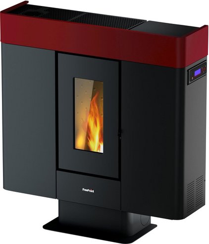 FREEPOINT Pelletofen »Moon«, bordeauxrot, Stahl, 10 kW - schwarz