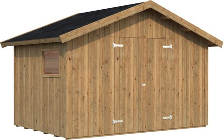PALMAKO Gerätehaus »Nils«, Holz, BxHxT: 392 x 259 x 239 cm (Außenmaße inkl. Dachüberstand) - braun