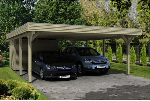 SKANHOLZ Carport »Spessart«, BxT: 611 x 846 cm, Firsthöhe: 258 cm, unbehandelt - beige