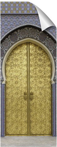 mySPOTTI Duschrückwand-Panel, fresh, Tür | Metalloptik, 255x100 cm - blau