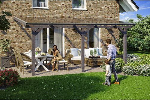 SKANHOLZ Terrassenüberdachung »Andria«, Breite: 541 cm, Dach: Polycarbonat (PC), schiefergrau