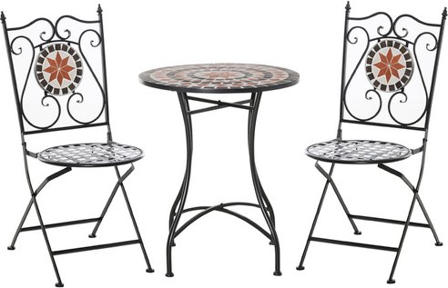 Thumbnail - Outsunny Bistro-Set, Metall, 3-teilig - bunt