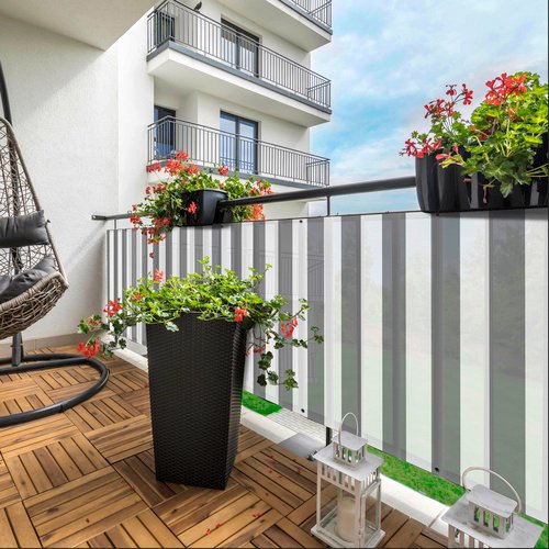 mySPOTTI Sichtschutz, BxH: 500 x 65 cm, grau/weiß - grau | weiss