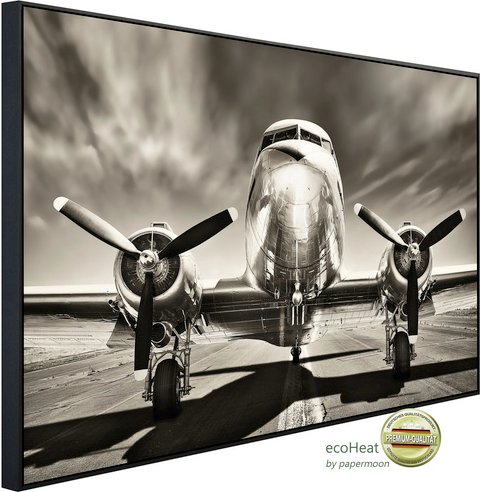 Thumbnail - papermoon Infrarotheizung »EcoHeat - Flugzeug Schwarz + Weiss«, Matt-Effekt - bunt