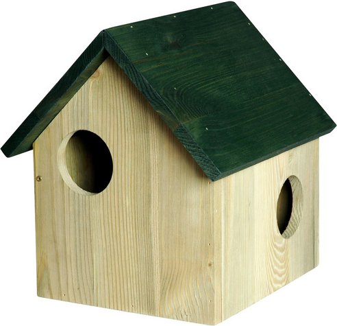 DOBAR Eichhörnchenkobel, für Eichhörnchen, Kiefernholz, natur/grün - beige