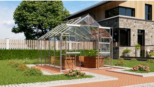 VITAVIA Gewächshaus »Mars Plus 8300«, BxHxL: 257 x 238 x 321 cm - silberfarben