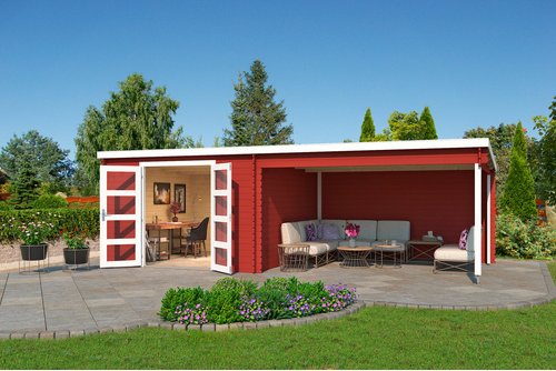 LASITA MAJA Gartenhaus »New Orleans«, BxHxT: 390 x 222,3 x 359,1 cm (Außenmaße inkl. Dachüberstand), Holz - rot