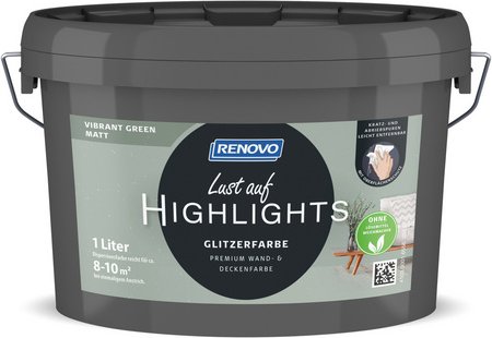 RENOVO Innenfarbe, »Lust auf HIGHLIGHTS«, Vibrant Green, matt, 1 l - gruen