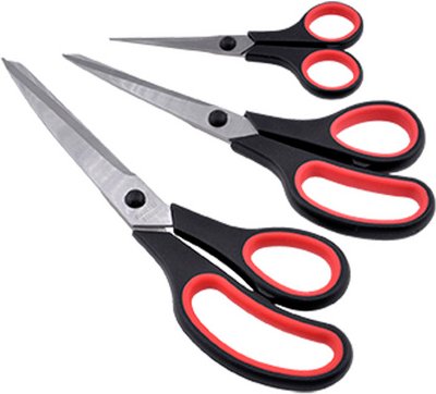 GO/ON! Scherenset, edelstahl/acrylnitril_butadien_styrol_abs/tpr, silberfarben/rot/schwarz