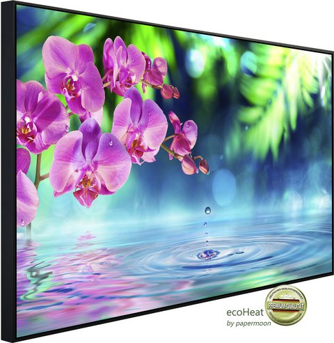 papermoon Infrarotheizung »EcoHeat - Zen Orchidee und Tröpfchen«, Matt-Effekt - bunt