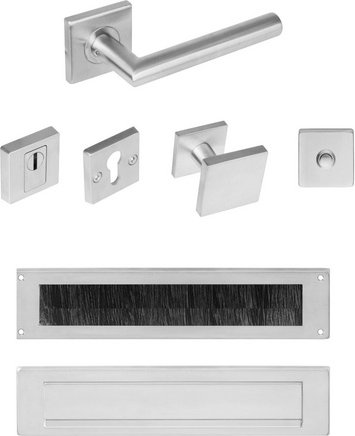 Intersteel Haustürbeschläge-Set, eckig Kernziehschutz
