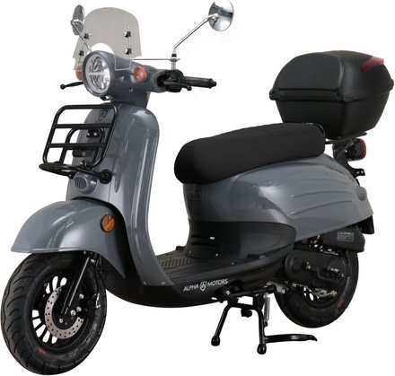 ALPHA MOTORS Motorroller »Adria«, 50 ccm, 45 km/h, EURO 5, grau, inkl. Windschild und Topcase