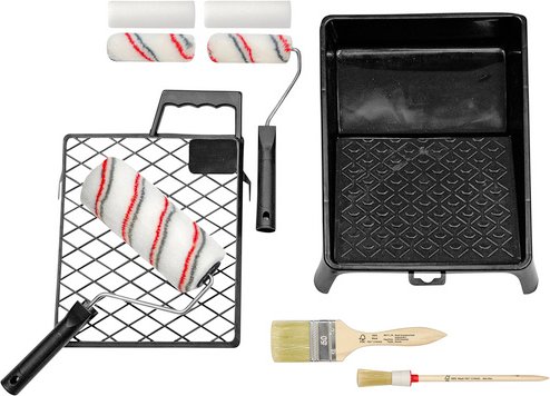 Einfach Clever Renovier-Set, inkl. Farbwanne, 11-tlg., Schwarz | Red | Weiß