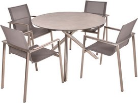 GARDEN PLEASURE Tischgruppe »SIENNA«, 5-tlg., Grau, Aluminium, Kunststoff