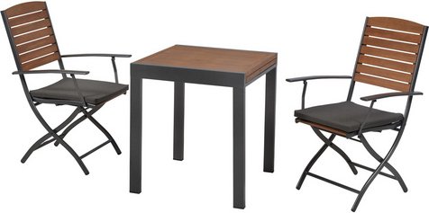 MERXX Balkonset »Santorin«, 3 tlg., 2 Sitzplätze, Aluminium - braun