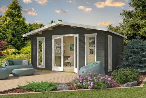 LASITA MAJA Blockbohlenhaus »Elgin«, BxHxT: 528 x 267,9 x 430 cm (Außenmaß inkl. Dachüberstand), grün - gruen