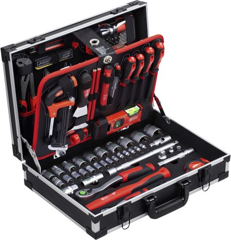 CONNEX Werkzeugkoffer, Metall, bestückt, 131-teilig - schwarz