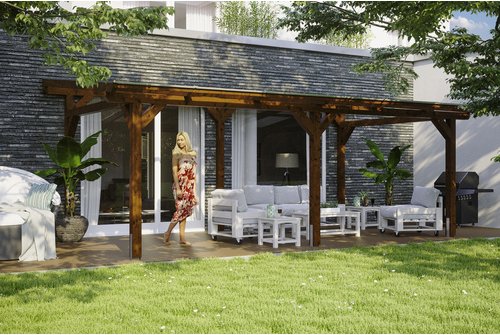 SKANHOLZ Terrassenüberdachung »Siena«, Breite: 648 cm, Dach: Polycarbonat (PC), nussbaum - braun