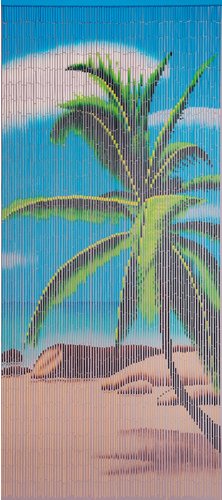 CONACORD Vorhang, BxH: 90 x 200 cm, Paradies-Motiv, weiß/blau/grün - braun | weiss | blau | gruen