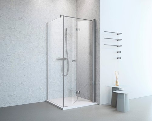 GEO Duschwand, Höhe: 195 cm, edelsilber - silberfarben