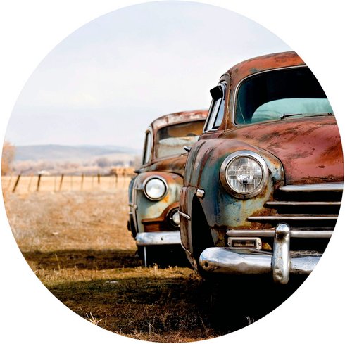 K&L Wall Art Vliestapete »Runde Vliestapete«, Vintage Oldtimer Auto VW Käfer, mehrfarbig, matt - bunt