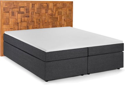 Thumbnail - SIT Boxspringbett »This&That«, BxL: 220 x 205 cm, Stoff/Teakholz - grau