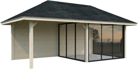 PALMAKO Pavillon »Bianca«, Aufstellmaße BxTxH: 672 x 384 x 319 cm, unbehandelt, Holz - braun