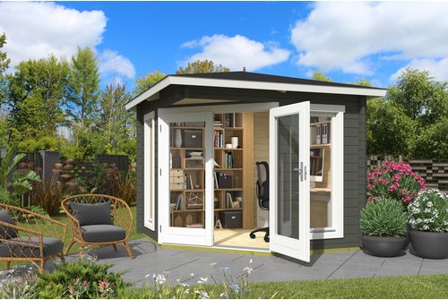 LASITA MAJA Gartenhaus »Oban«, BxHxT: 282,3 x 240,54 x 255,6 cm (Außenmaß inkl. Dachüberstand), grüngrau - gruen