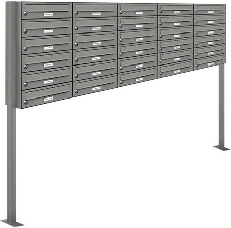 AL BRIEFKASTENSYSTEME Briefkasten, Parteien: 30, Freistehend, BxHxT: 199,5 x 150 x 27,5 cm - grau