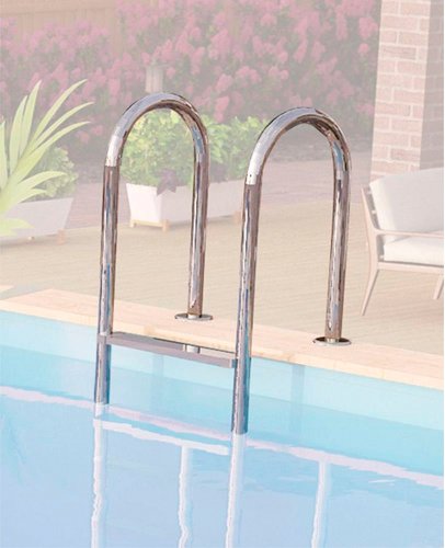 KARIBU Pool-Edelstahlleiter, silberfarben, für Pool