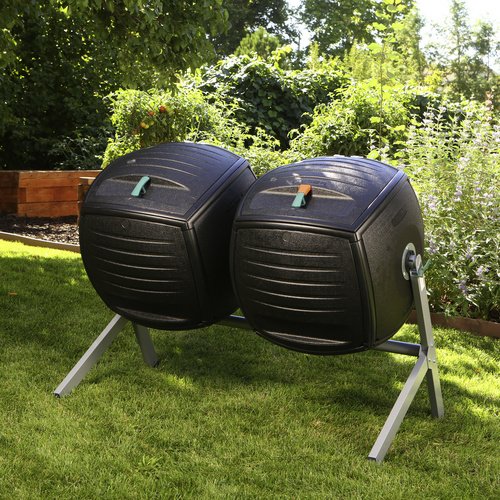 LIFETIME Trommelkomposter, Höhe: 110 cm, doppelwandiger Kunststoff - schwarz