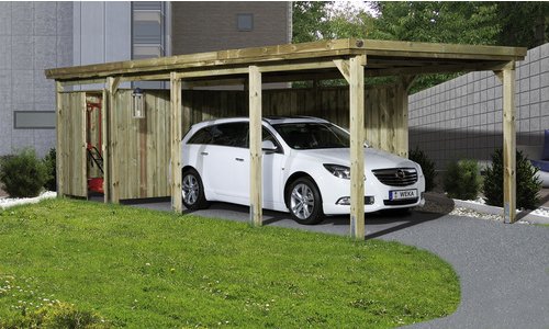 Thumbnail - WEKA Einzelcarport »617«, Gr. 3, Flachdach, Holz, kesseldruckimprägniert - braun