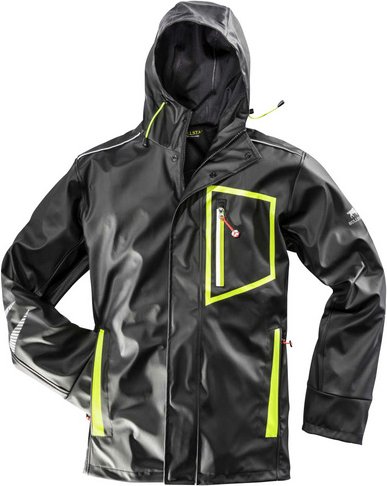 Thumbnail - BULLSTAR Regenjacke »ULTRA«, schwarz/lime, Polyurethan (PU), Gr. XXL