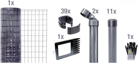 Gust. Alberts GmbH & Co. KG Set Maschendrahtzaun zum Einbetonieren »Fix-Clip Pro«, Breite: 2500cm, anthrazit - schwarz