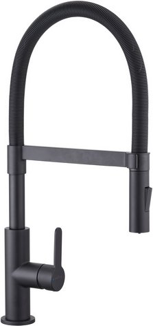 WELLWATER Küchenarmatur »Pessac«, mit Geschirrbrause, Niederdruck, chromfarben - schwarz